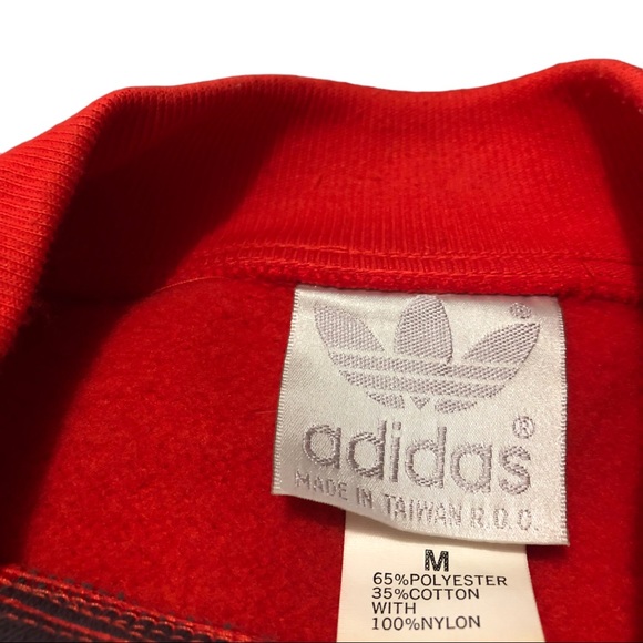 Vintage Adidas Sweatshirt Rare Color Block Trefoil Red Gray Mens Size Medium - Picture 5 of 5